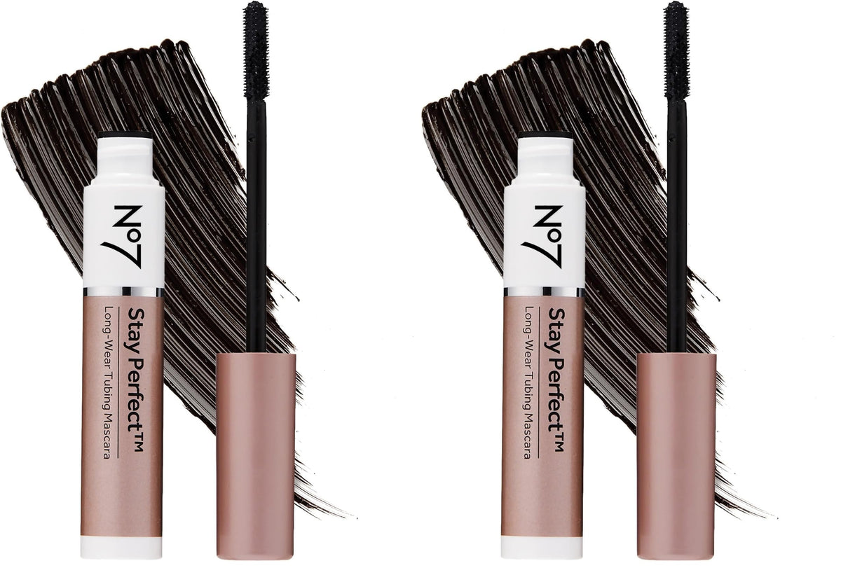 No7 Stay Perfect Mascara tubing technology wraps lashes for smudge-free definition.