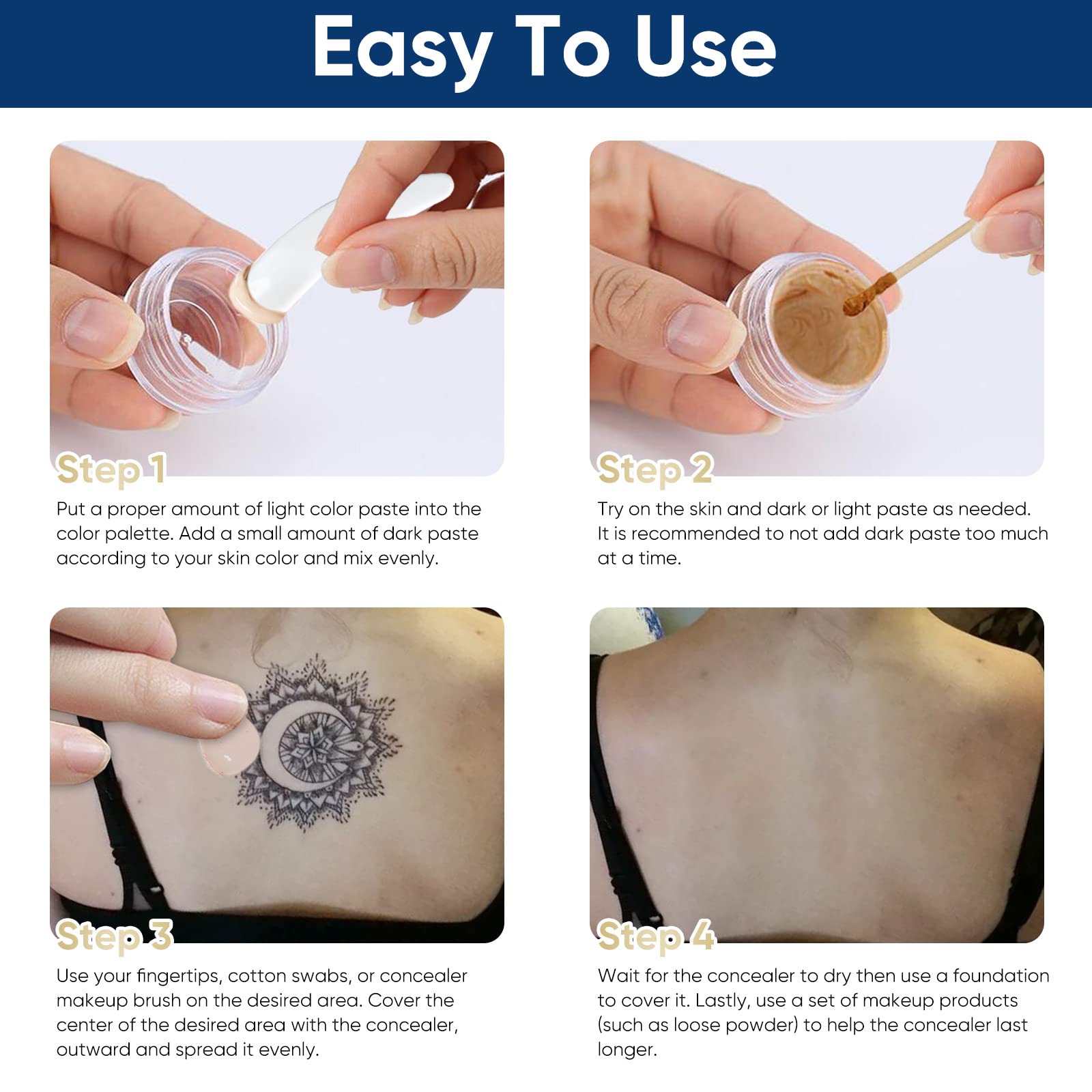 NOBA Tattoo Cover Up packaging closeup shows two shade options
