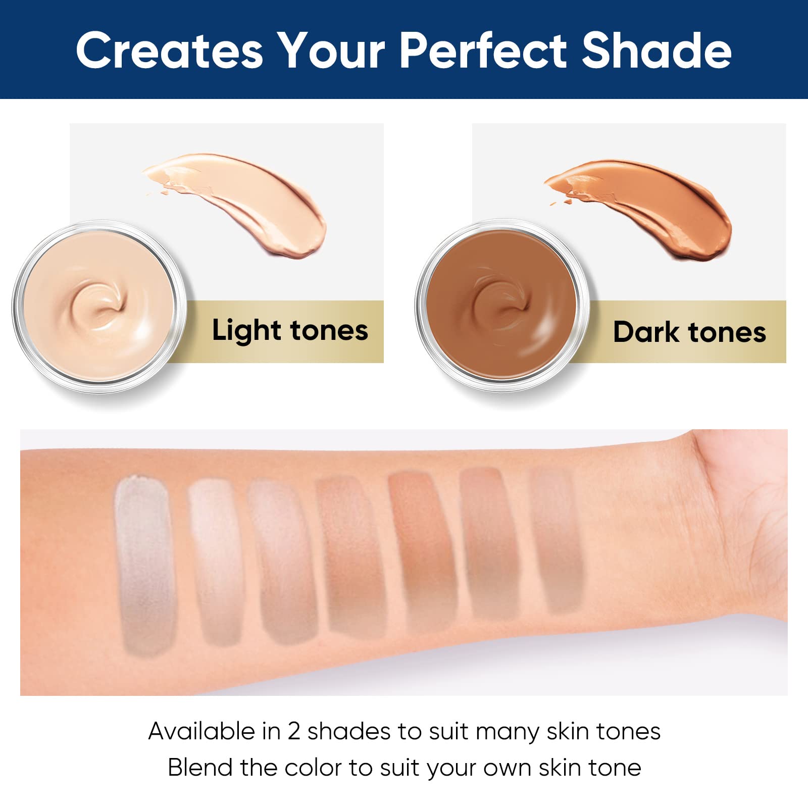 NOBA Tattoo Cover Up skin-tone mix demonstrates blending across tones