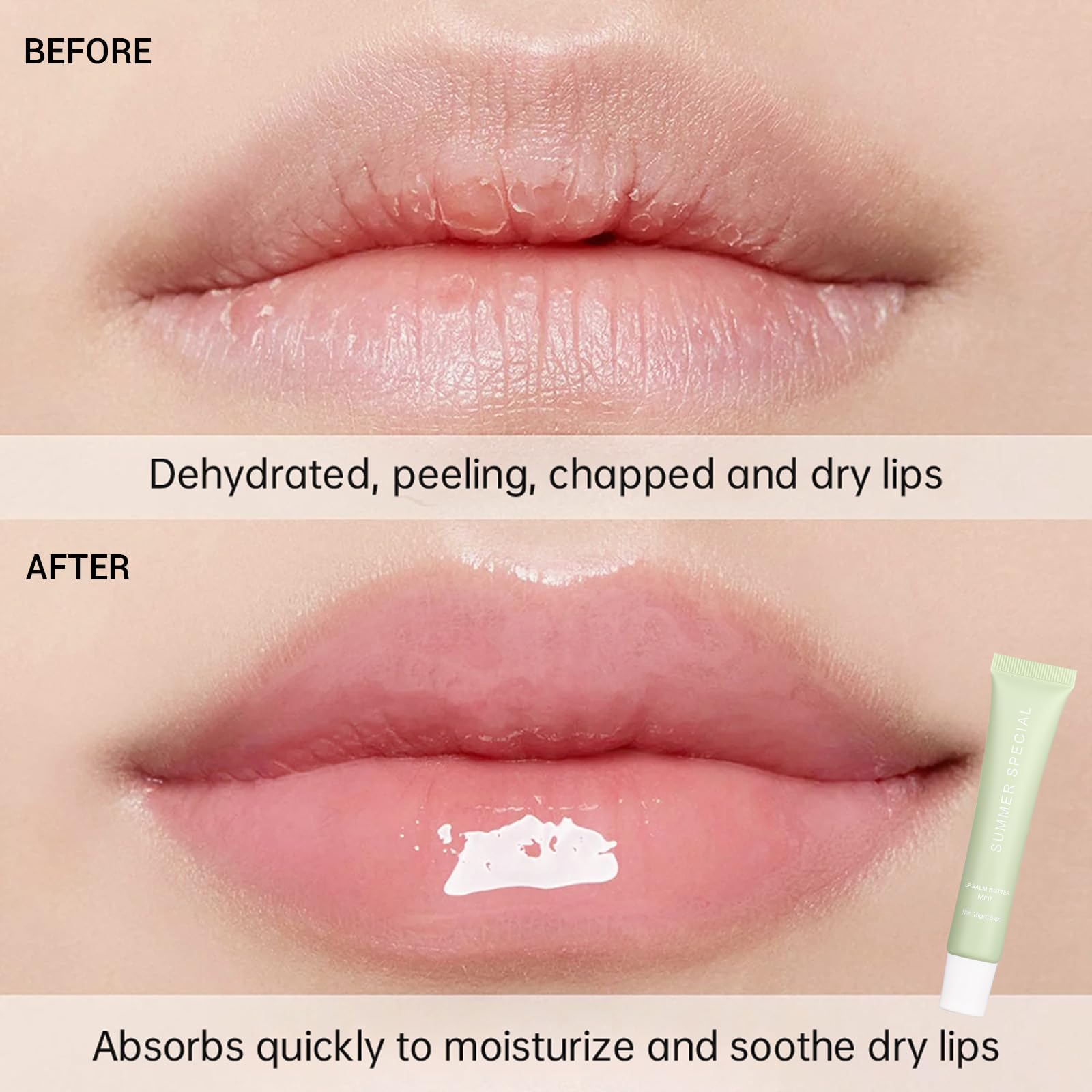 Nobeka Lip Butter swatch on lips highlighting subtle glow and smooth application