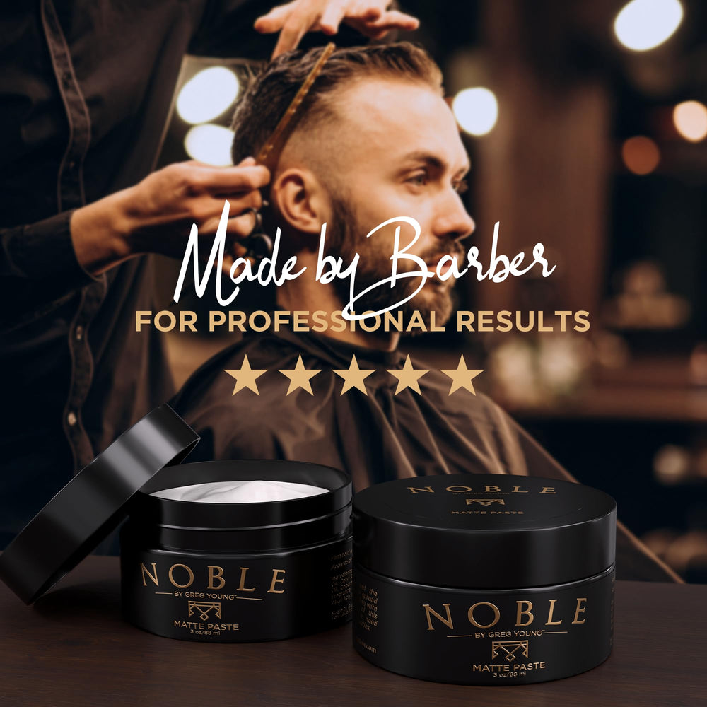 Noble By Greg Young matte paste close-up texture highlights volume boost.