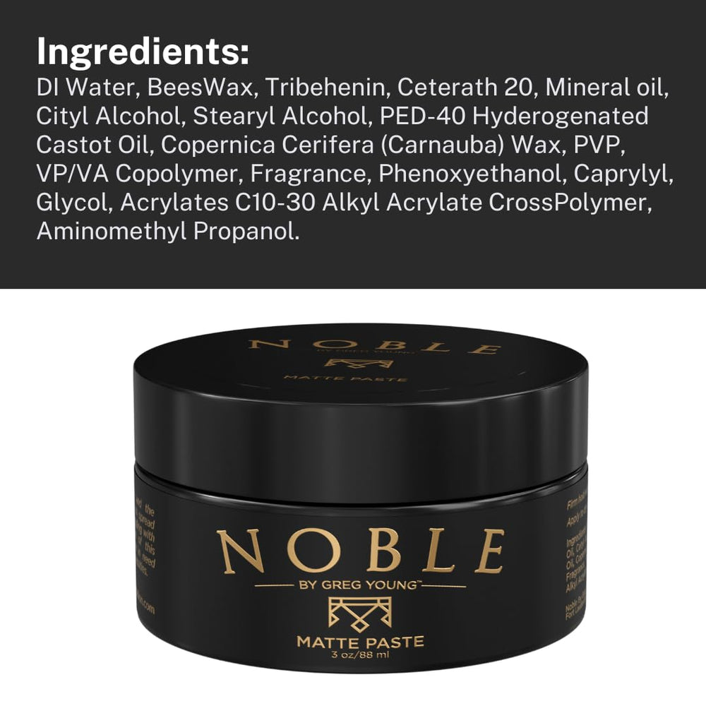 Noble By Greg Young matte paste easy washout with water-soluble formula.