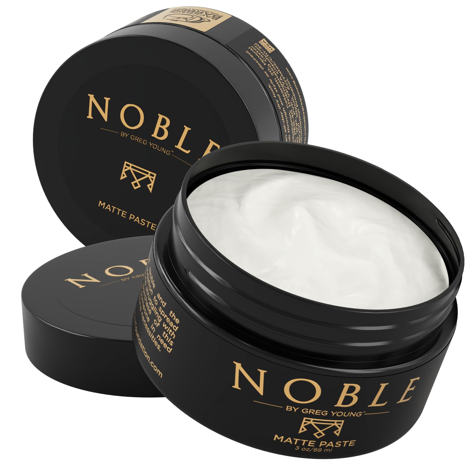 Noble By Greg Young strong-hold matte paste jar for defined, long-lasting styles.