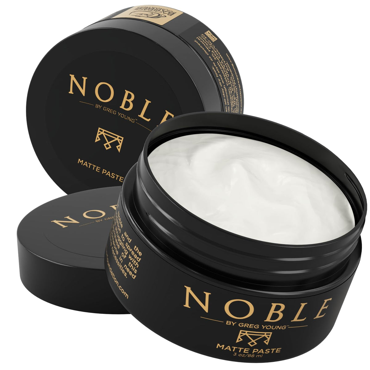 Noble By Greg Young strong-hold matte paste jar for defined, long-lasting styles.