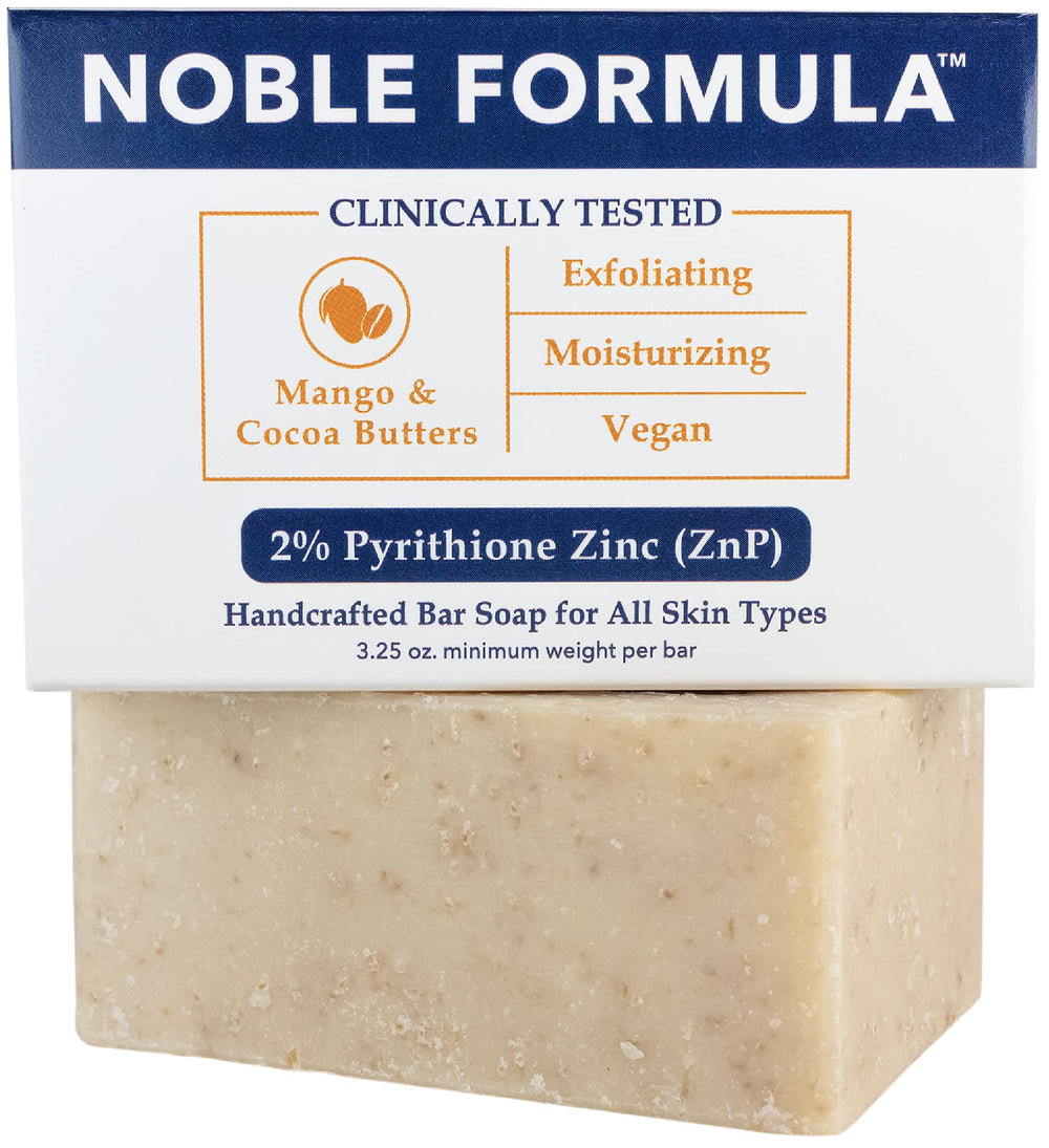 Noble Formula 2% Pyrithione Zinc bar soap, lather closeup for clean, balanced skin