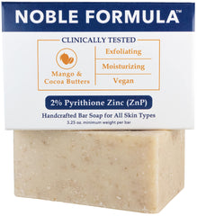 Noble Formula 2% Pyrithione Zinc bar soap, lather closeup for clean, balanced skin