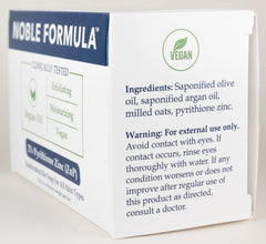 Noble Formula zinc bar soap with argan oil for moisturizing feel.