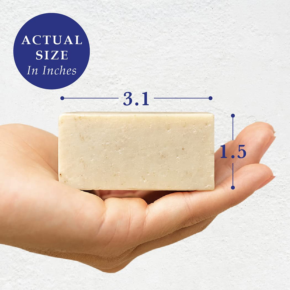 Noble Formula zinc bar soap milled oats texture, gentle exfoliation.