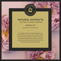 Liquid pour of Tea Rose gel captures gentle, moisturizing cleanse
