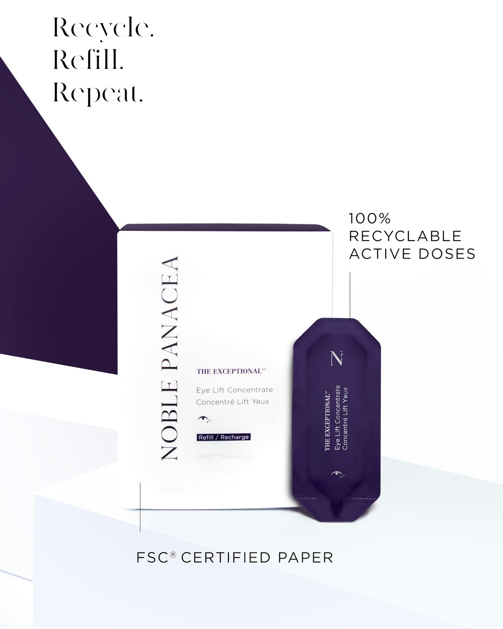 Noble Panacea Eye Lift Concentrate application step showing tapping motion on clean skin.