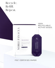 Noble Panacea Eye Lift Concentrate application step showing tapping motion on clean skin.
