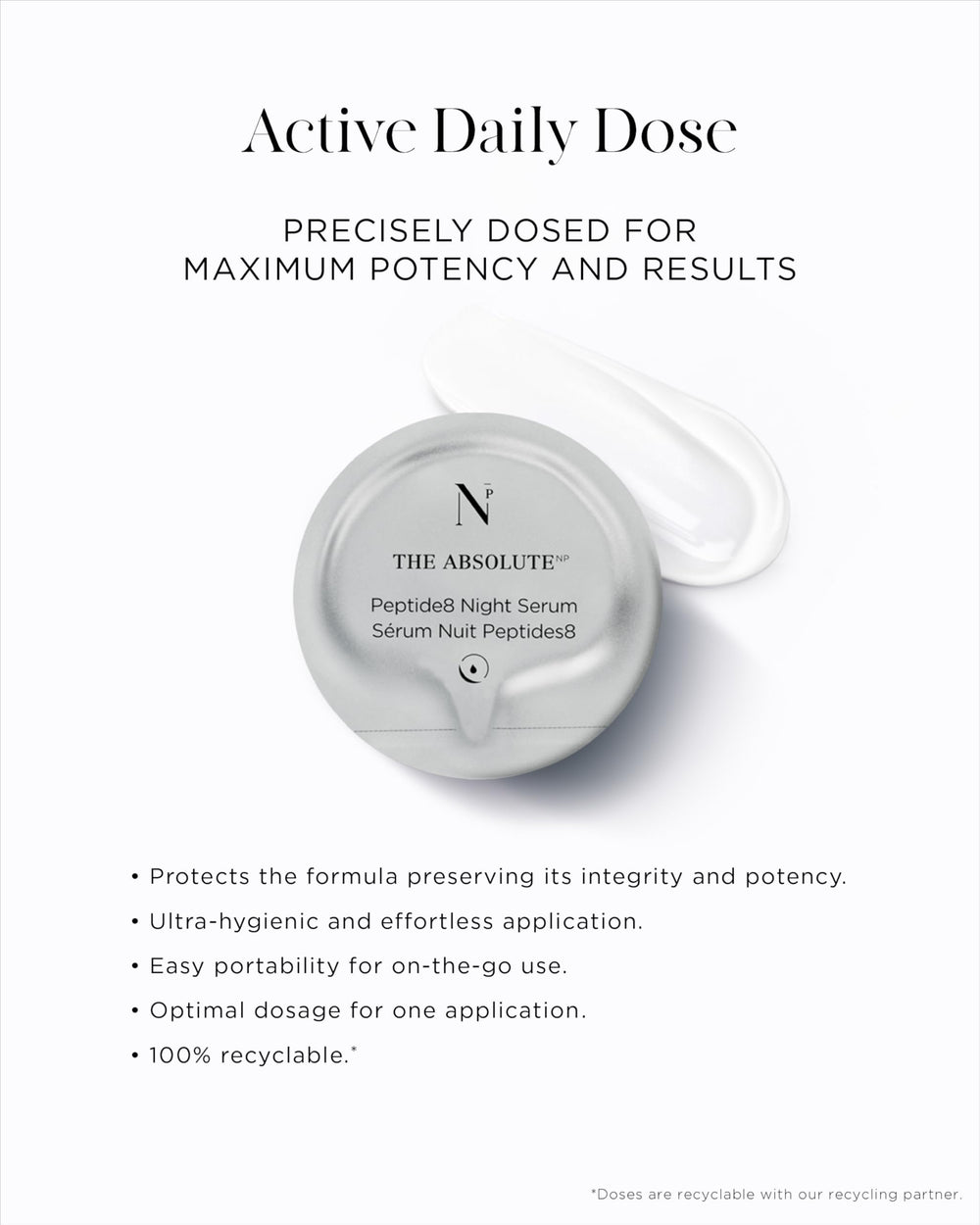 Noble Panacea Peptide8 Night Serum application step for a simple nightly routine.