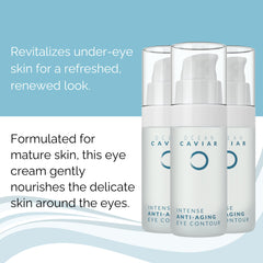 Noche Y Dia Caviar Eye Contour cream swirl highlights rich texture for under-eye use.