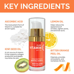 Noche Y Dia Vitamin C Serum kiwi-seed oil ingredient closeup emphasizes nourishing formula.