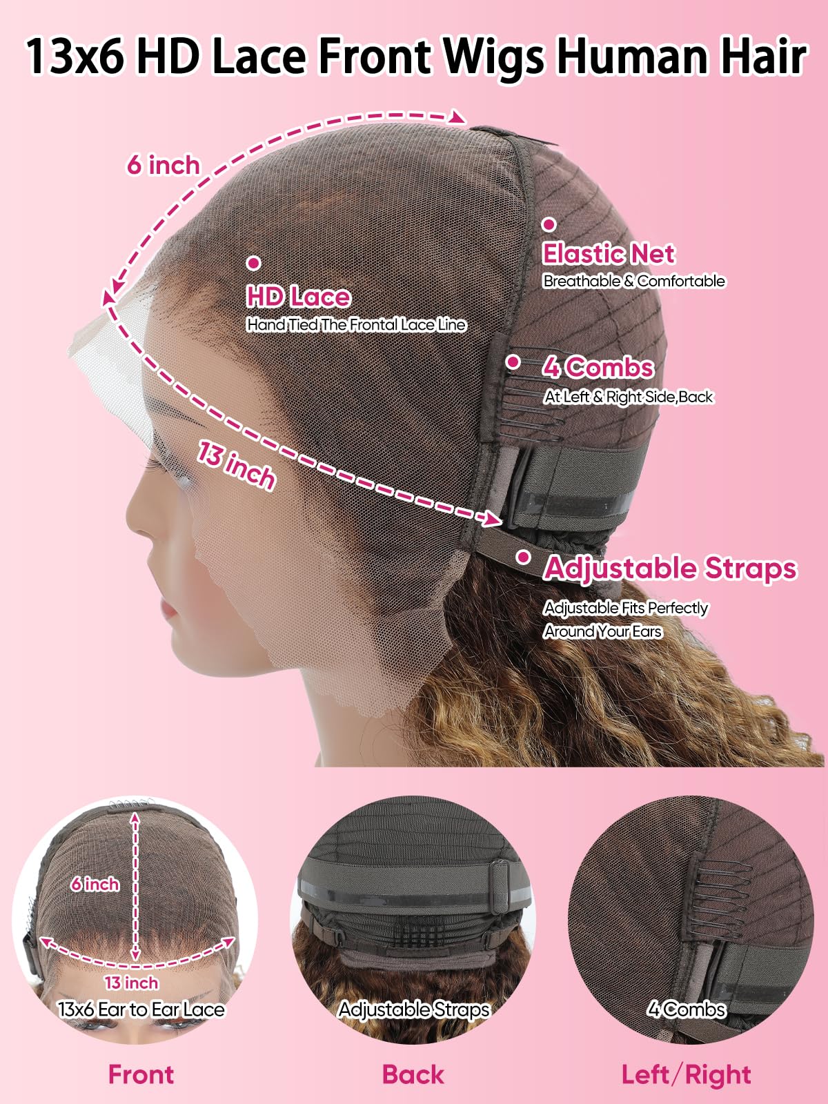 NOELLA honey blonde ombre lace front wig breathable cap for all day comfort