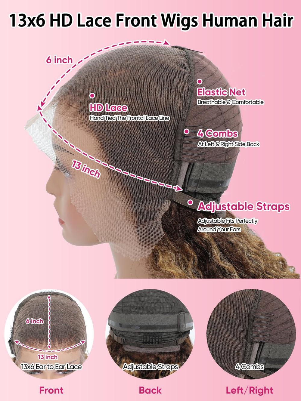 NOELLA honey blonde ombre lace front wig breathable cap for all day comfort