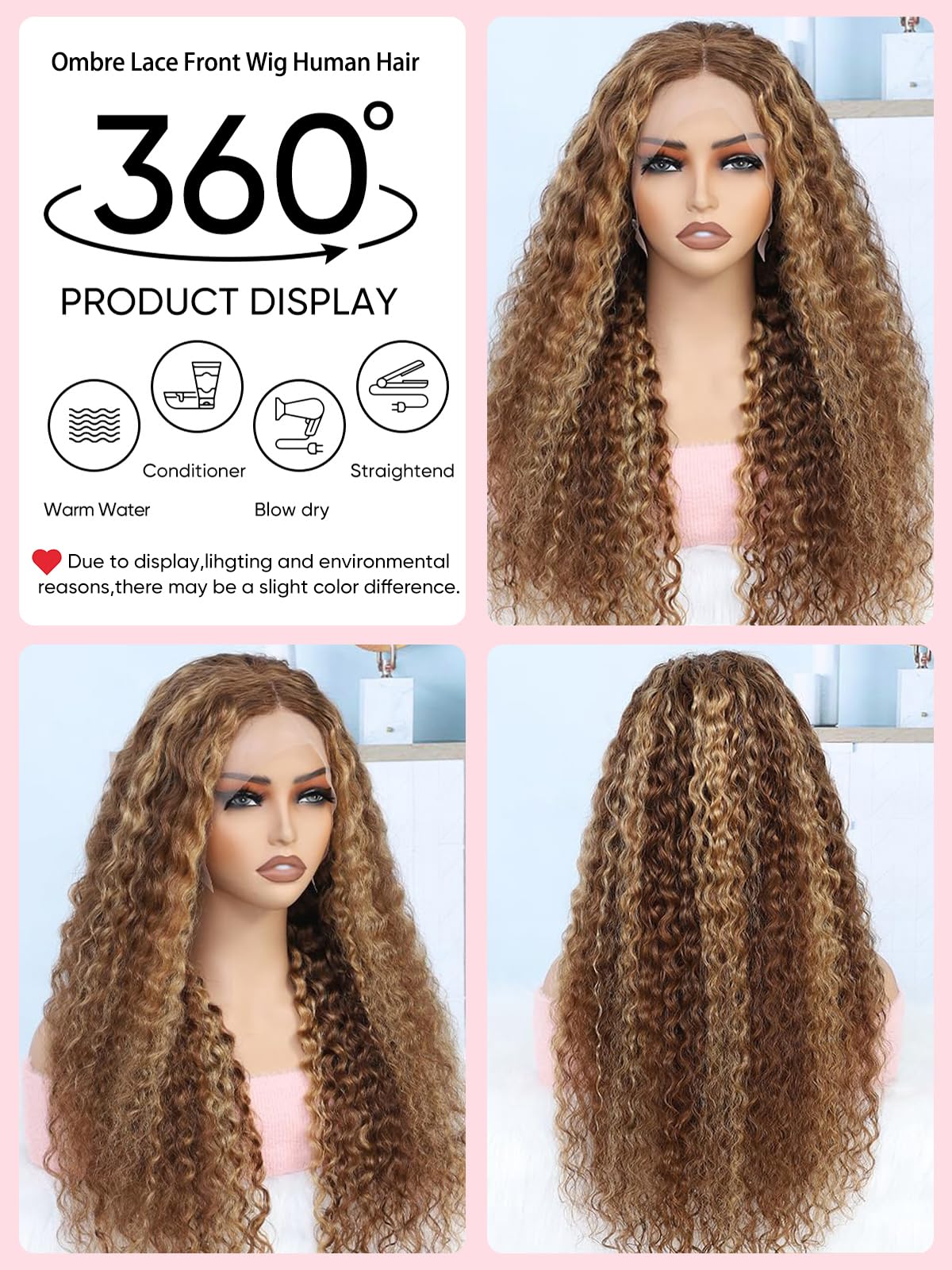 NOELLA honey blonde ombre lace front wig with pre-plucked hairline for natural look