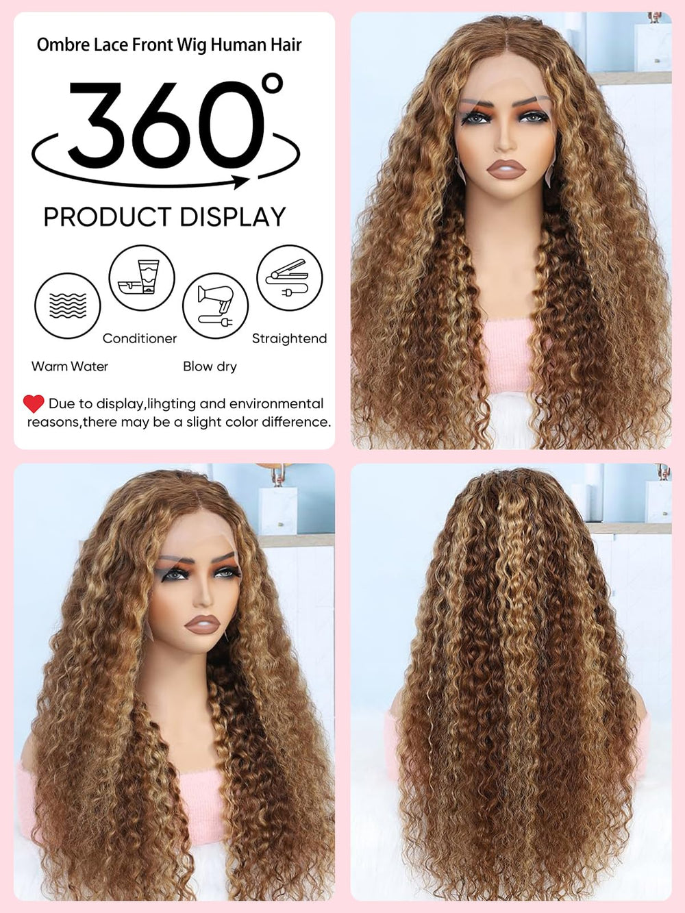 NOELLA honey blonde ombre lace front wig with pre-plucked hairline for natural look