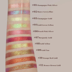 Rich pigment payoff with high-intensity glitter delivers dazzling duochrome effects.