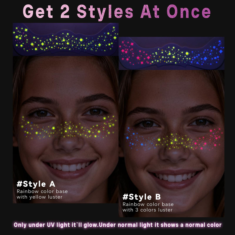 Noerrors freckles tattoo application on cheek for neon glow makeup