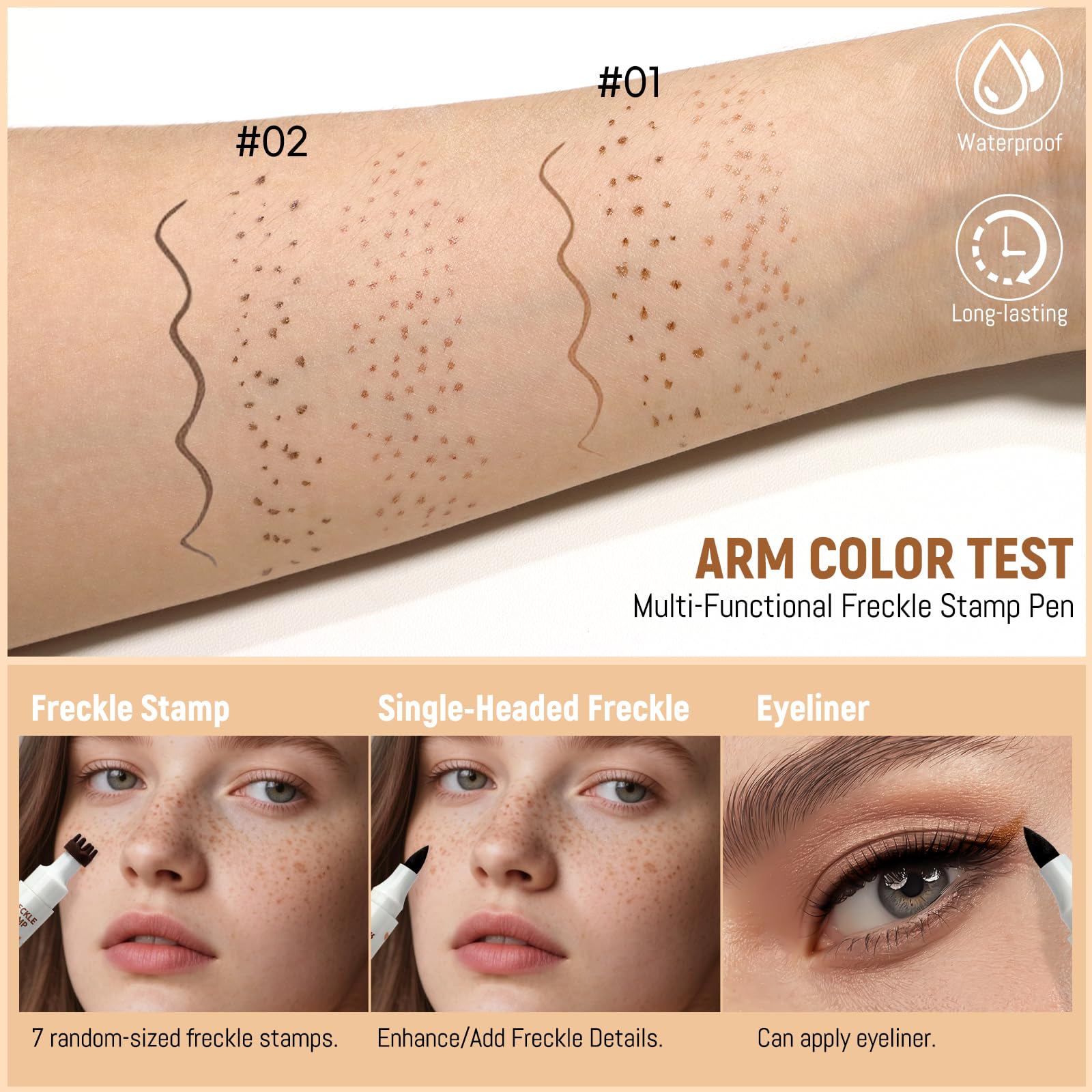 Noerrors sun-kissed freckle look for a soft, natural complexion.