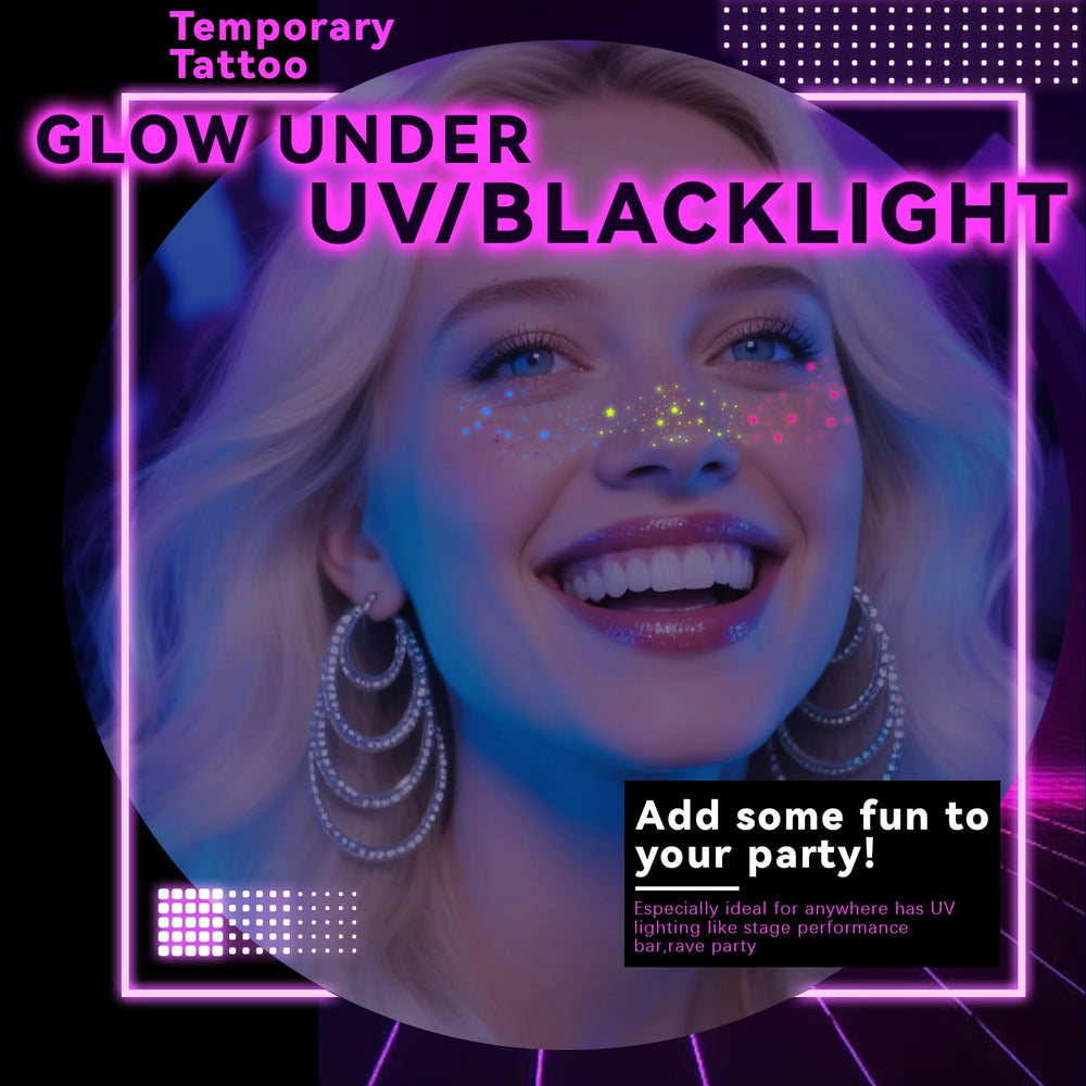 Noerrors star-pattern freckles glow under UV light for a neon accent