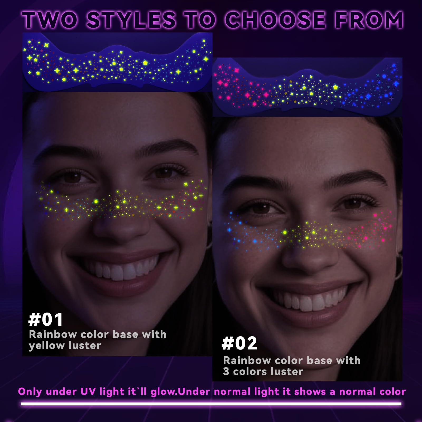Noerrors UV glow freckles ideal for festivals and nightlife