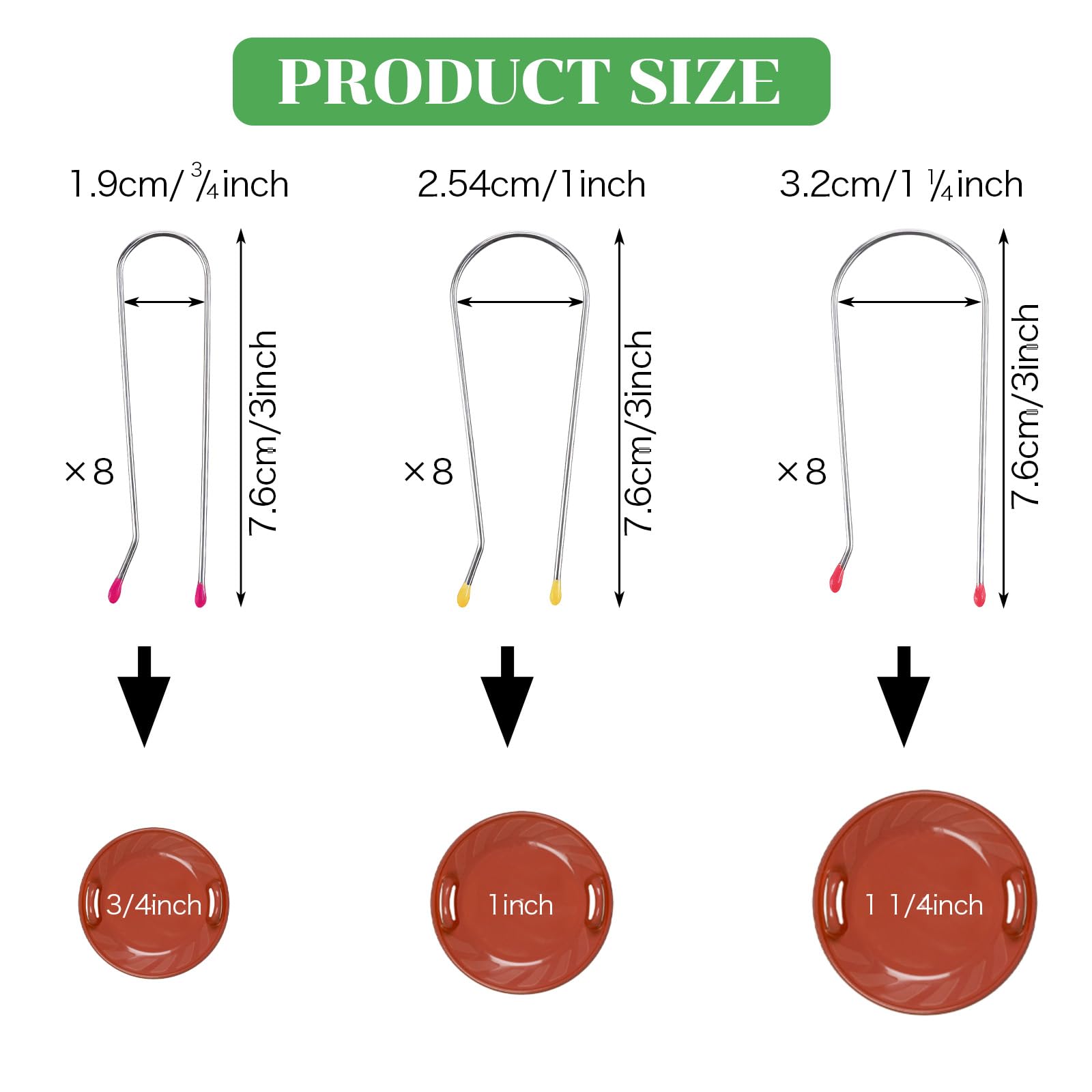 Nogeqi hot roller clips sizes display eight small clips for varied rods