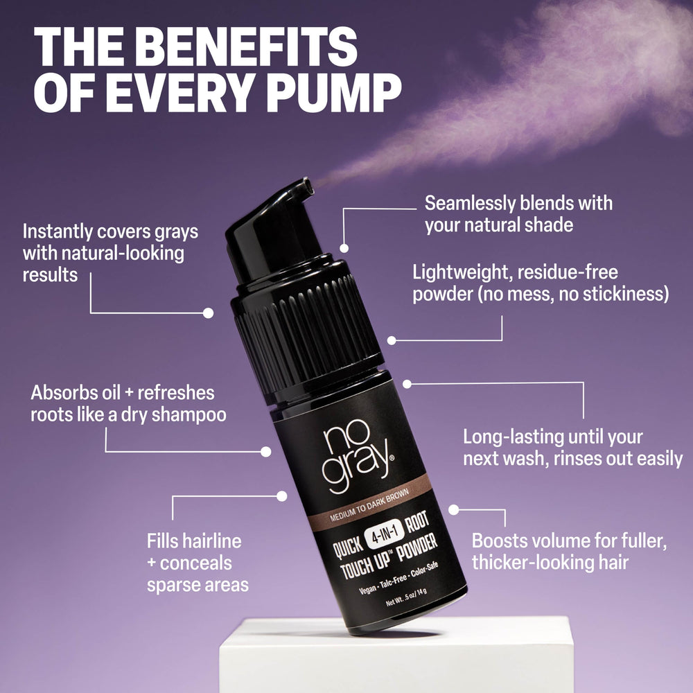 No Gray lightweight-formula keeps hair airy and easy to style after use.