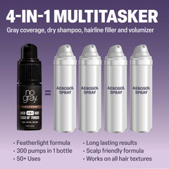 No Gray oil-absorption refreshes oily roots between washes with a lightweight feel.