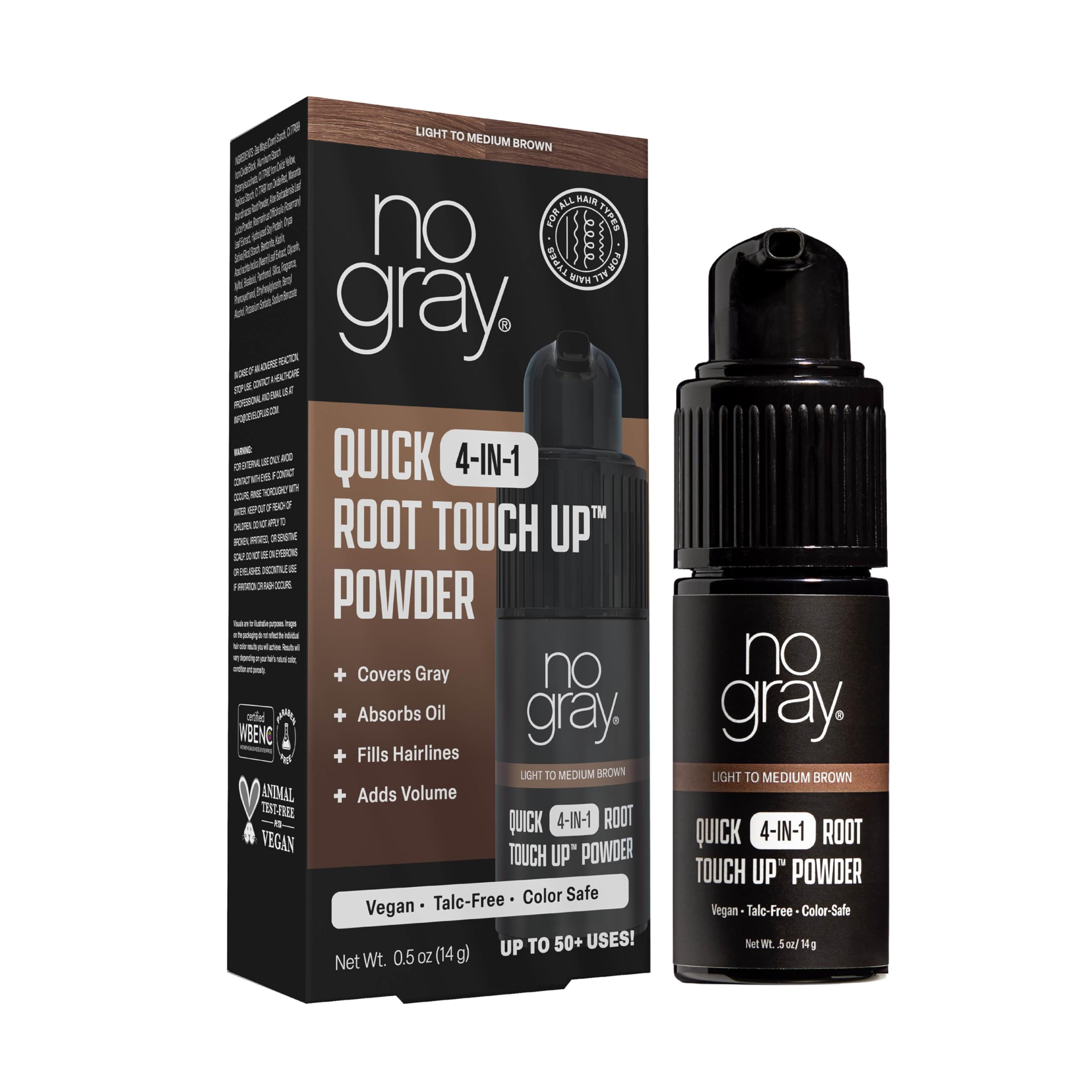 No Gray pump-application for precise, mess-free root touch-ups on the go.