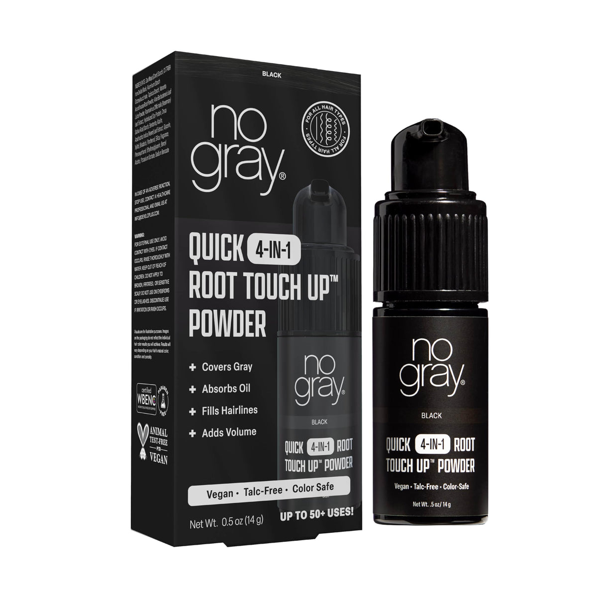 No Gray Quick 4-in-1 powder pump enables instant coverage with mess-free root touch-up.