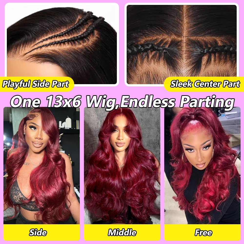 Nollipopco 30-inch burgundy wig with pre-plucked natural hairline for quick styling