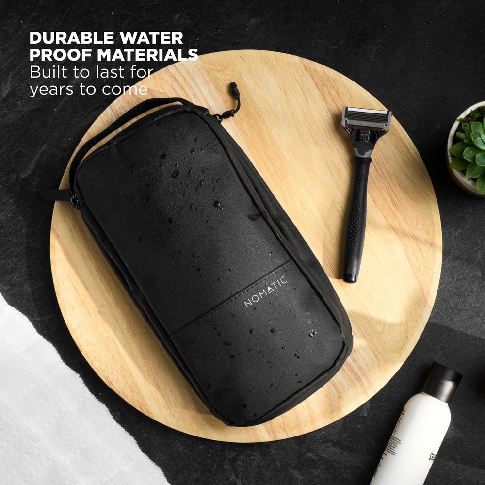 NOMATIC Toiletry Bag hanging design allows easy access at the hotel sink.