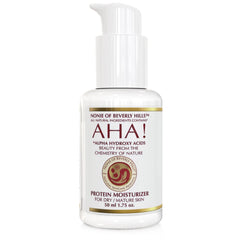 Nonie of Beverly Hills AHA Protein Moisturizer jar closeup showing creamy texture for smoother skin.