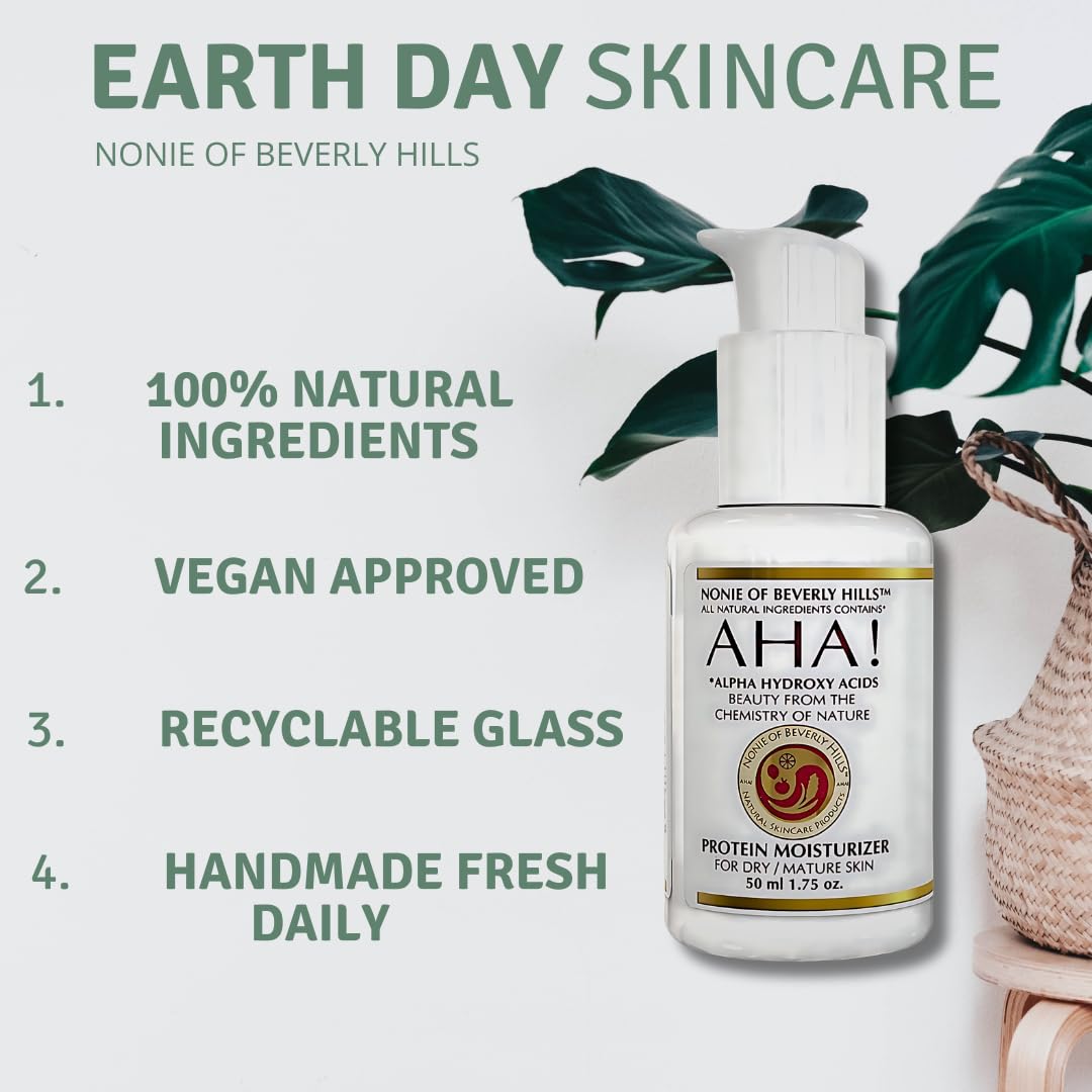 Nonie of Beverly Hills AHA Protein Moisturizer set shown on a clean vanity.