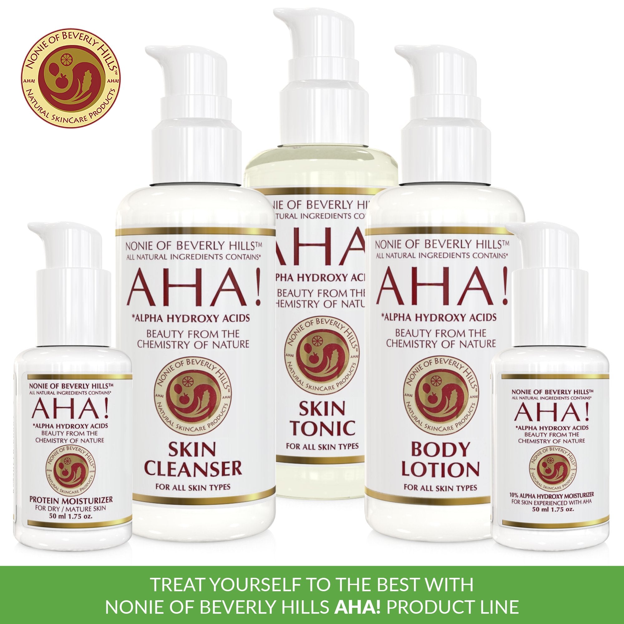 Nonie of Beverly Hills AHA Protein Moisturizer USA-made label near packaging.