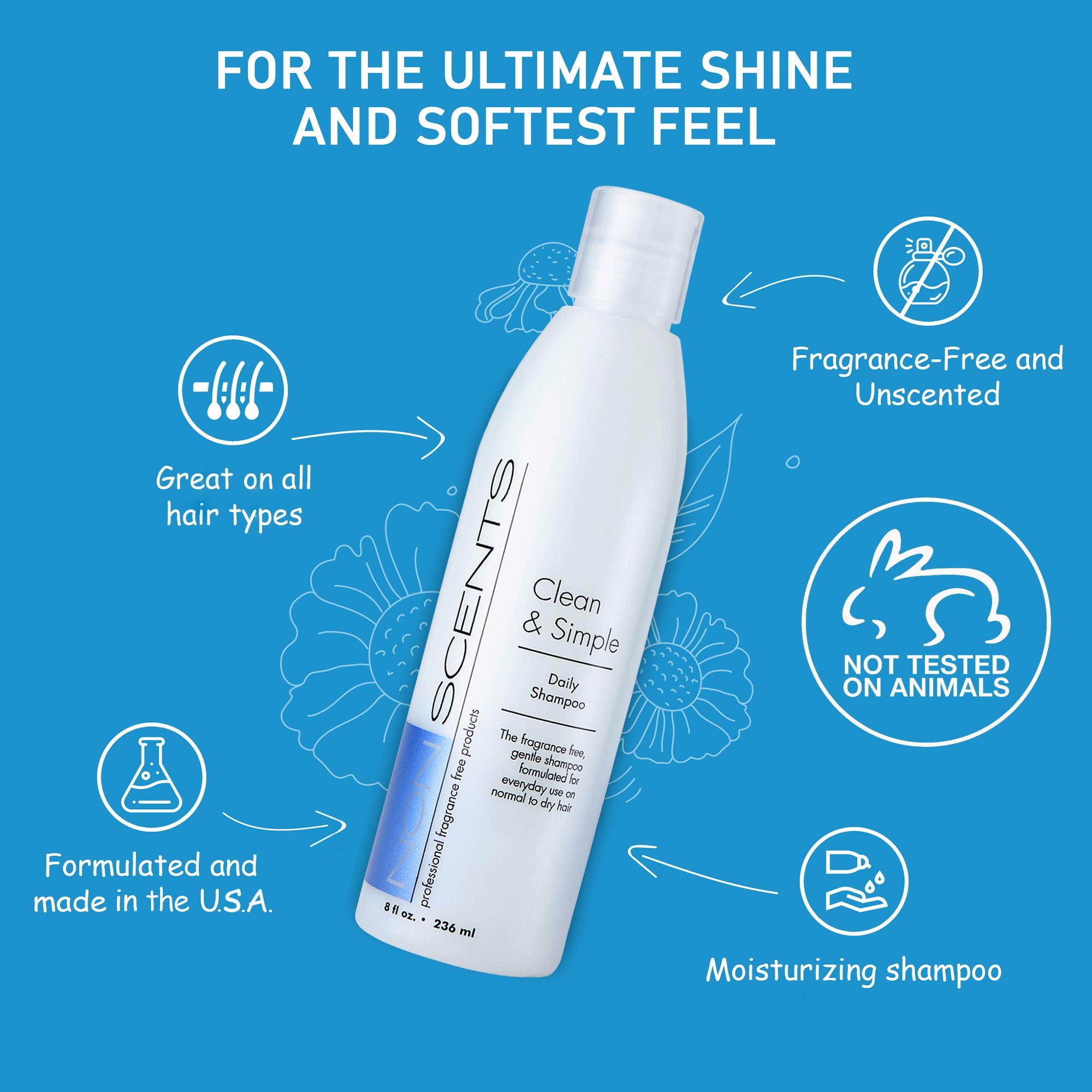 Nonscents dry scalp relief scene showing balanced moisture wash