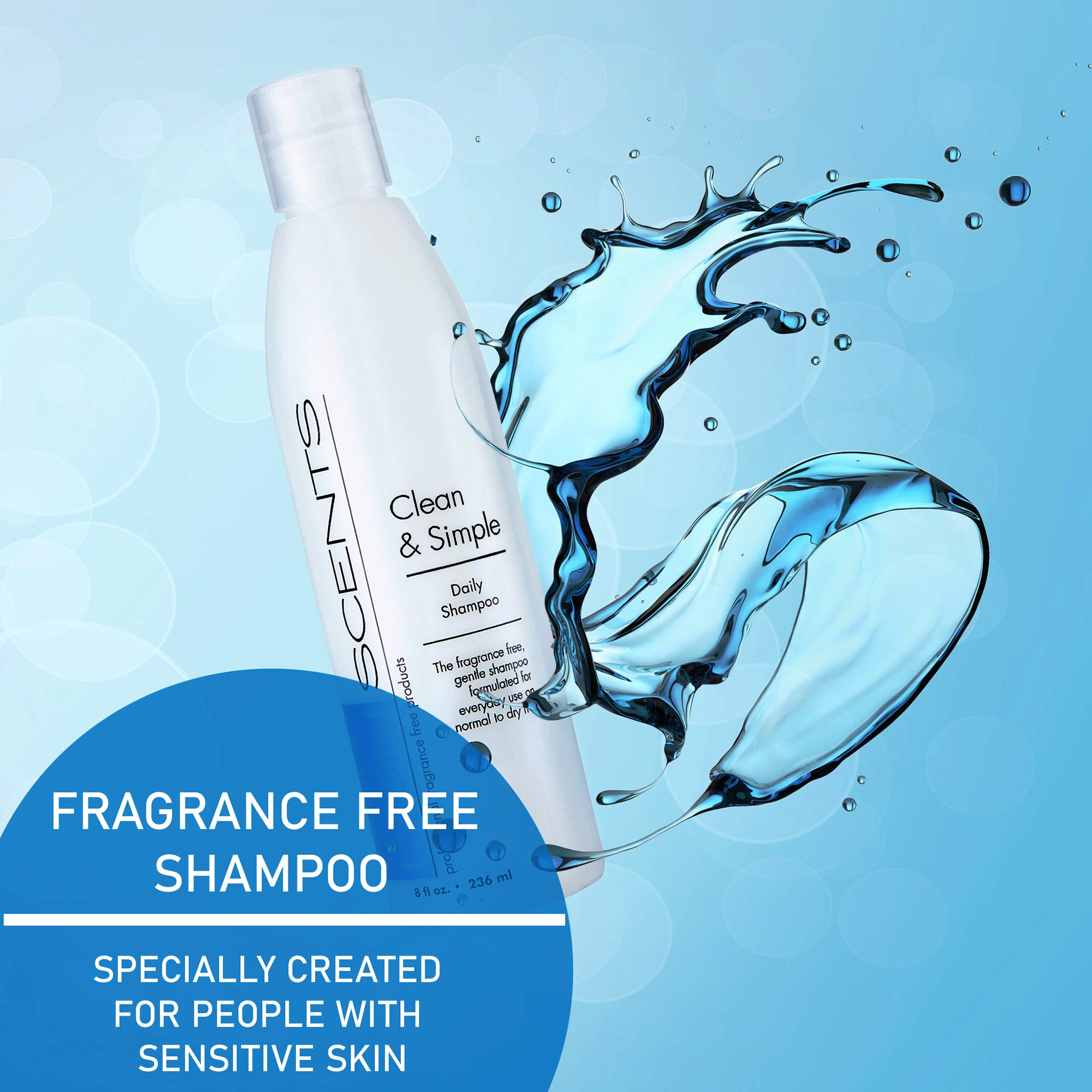Nonscents fragrance-free shampoo on hair demonstrating a fragrance-free cleanse