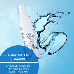 Nonscents fragrance-free shampoo on hair demonstrating a fragrance-free cleanse