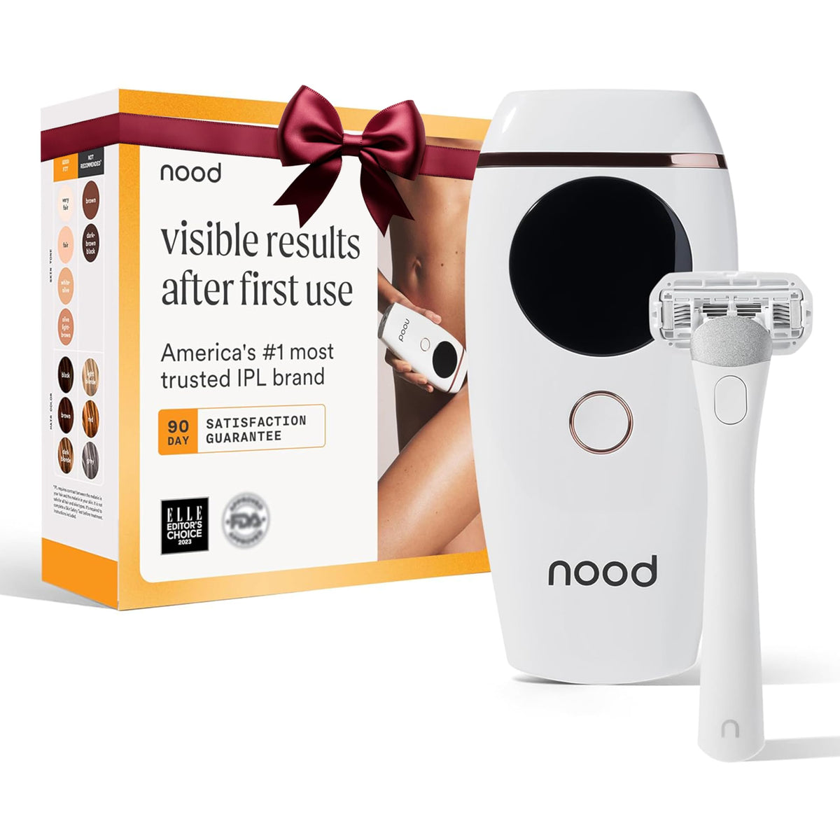 Nood Flasher 2.0 front view with gloss white finish for home IPL sessions.