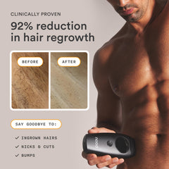Nood Shaving Kit refillable razor close-up highlights smoothness.