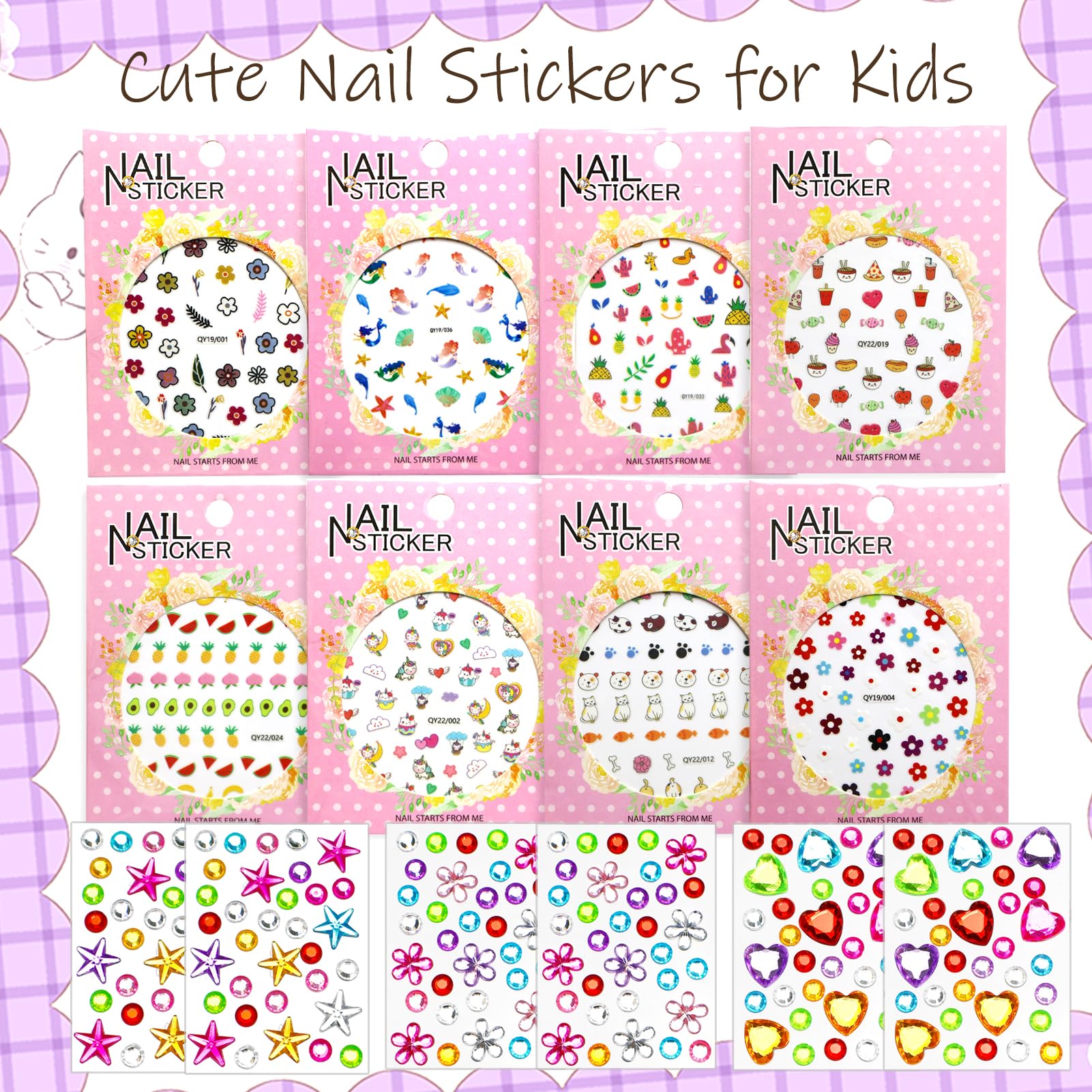 NOOEPC unicorn and fruits stickers for kids' nail art and creativity