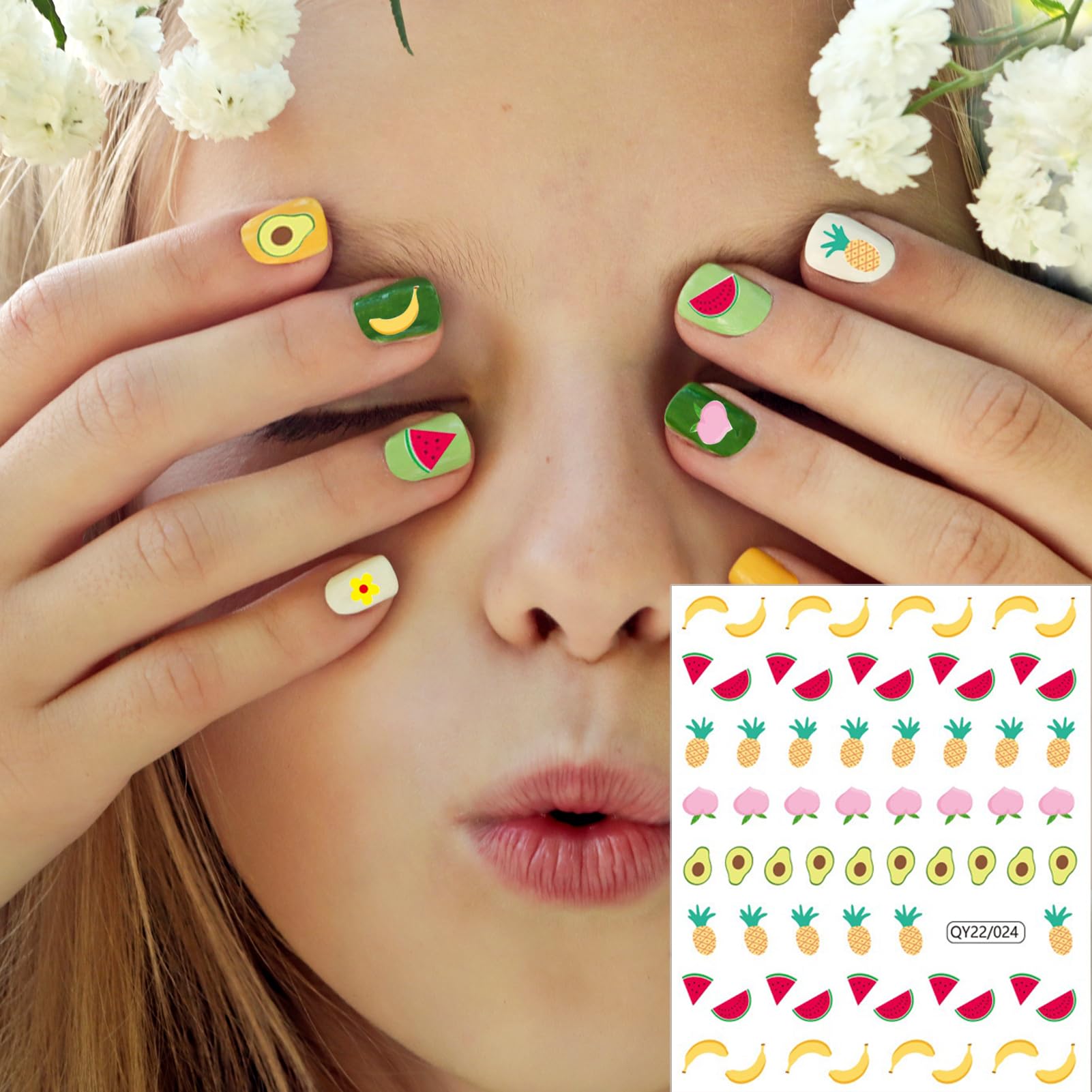 NOOEPC Nail Sticker Set packaging shows eight styles and gems