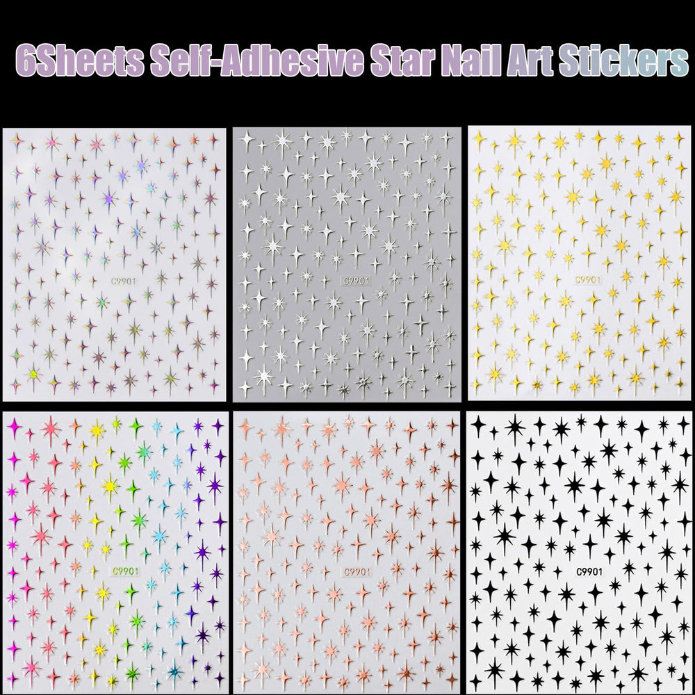 NOOEPC Star Nail Stickers holographic rainbow accents for party nails.