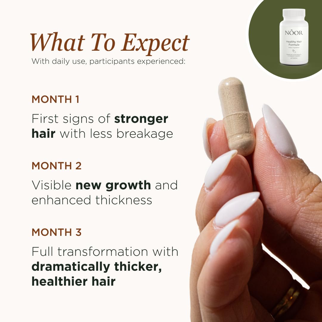 NOOR HAIR capsules for daily use as part of a hair growth routine.