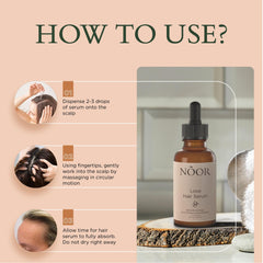 NOOR HAIR Growth Serum before-and-after shows fuller-looking hair.