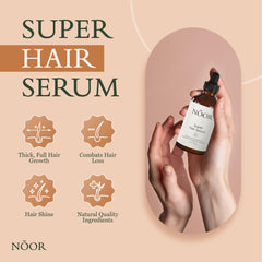 NOOR HAIR Growth Serum pump dispenser for easy daily application and frizz control.