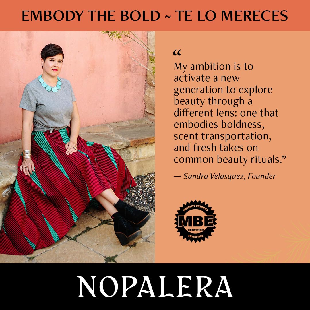 Nopalera Flor de Madera travel spray ready for daily wear.