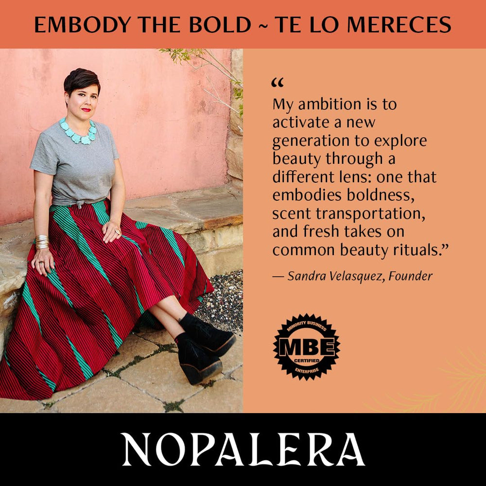 Nopalera Flor de Madera travel spray ready for daily wear.